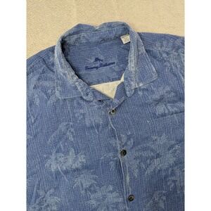 Tommy Bahama Men's XXL Silk Palm Tree Print Short Sleeve Button Up Shirt